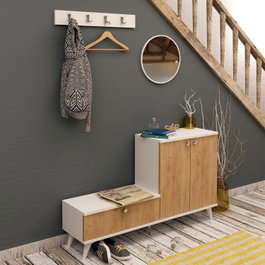 Hanah Home FİJEL Zapatero Roble y Blanco